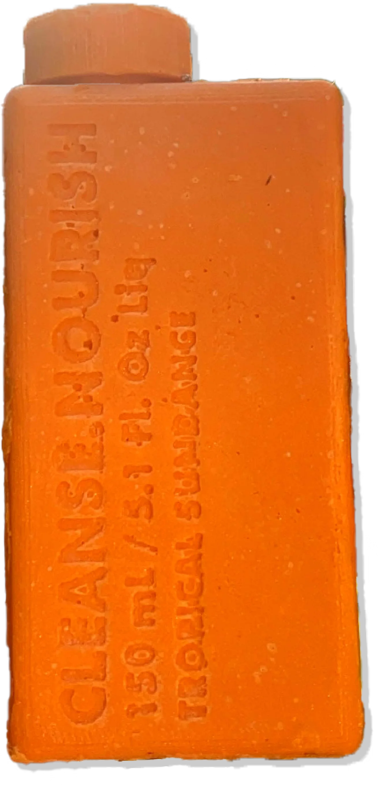 Orange shampoo bottle made from soap